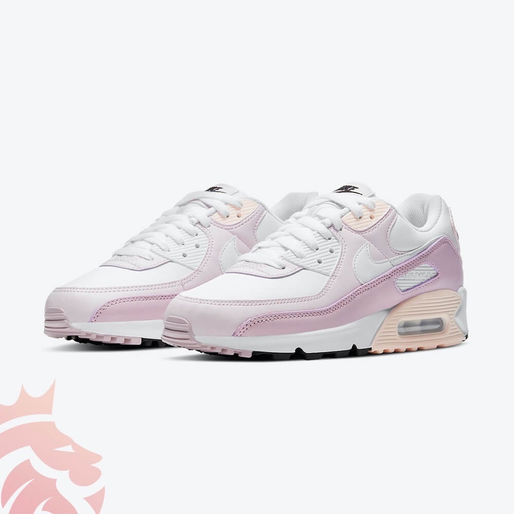 Nike White and Pink Air Max 90 Sneakers